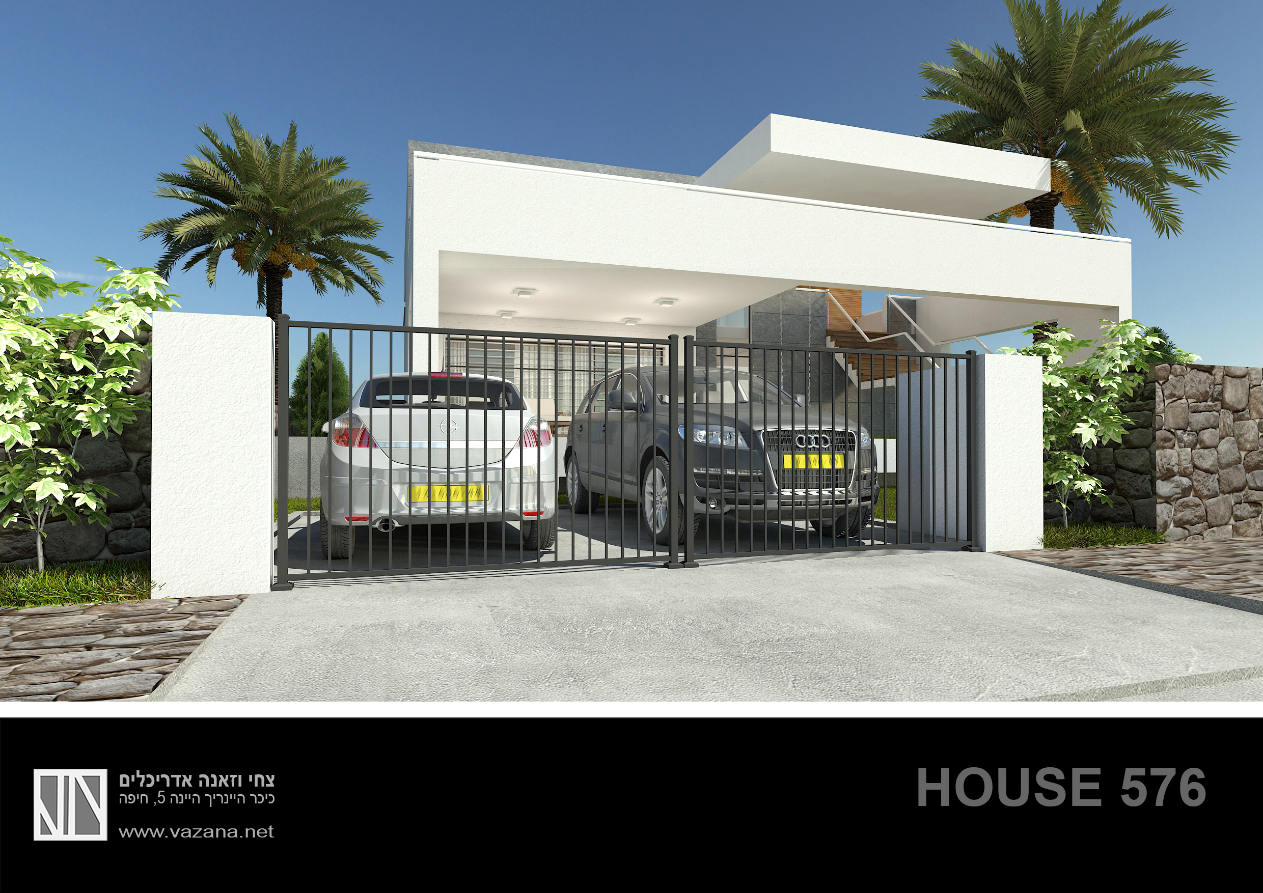 מבט הדמיה מהרחוב לכיוון החניה